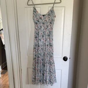 Floral Smocked Maxi Dress in Light Blue